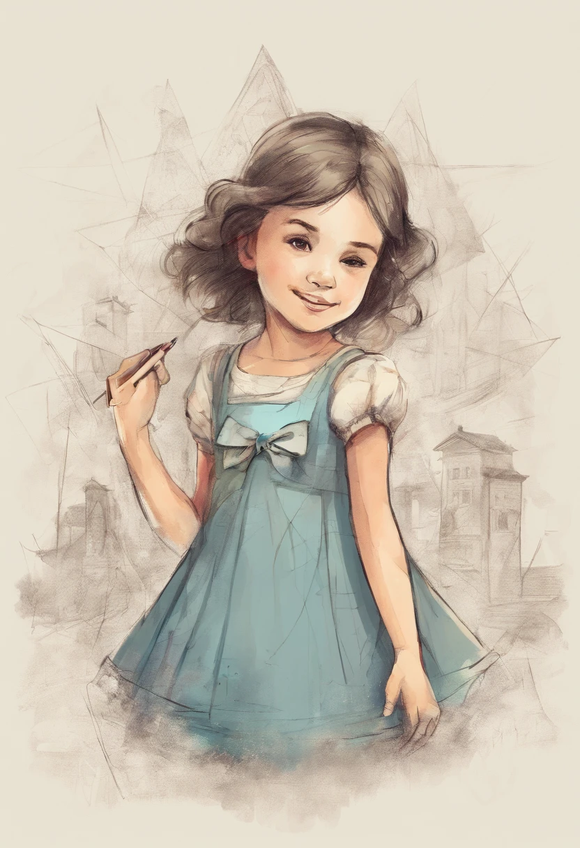 When Girls Giving Hand Drawing Children's Triangular Dress, desenho palito, desenho