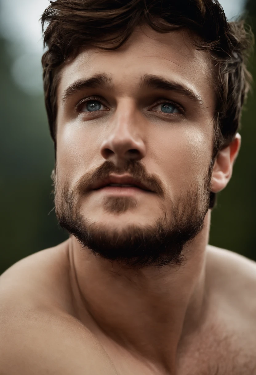 Josh Hutcherson tied up oily sweaty buff beard on bed hairy pits
