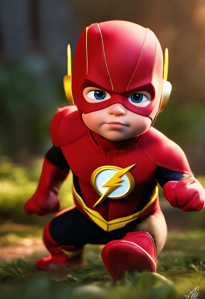 description: Make a boy
Features: He's 3 old
Scenario: Tipo de desenho Disney
Compartilhar: He's dressed as the flash.
qualidade: Pixar, ..3d, Disney
Criando Personagem Disney, Pixar