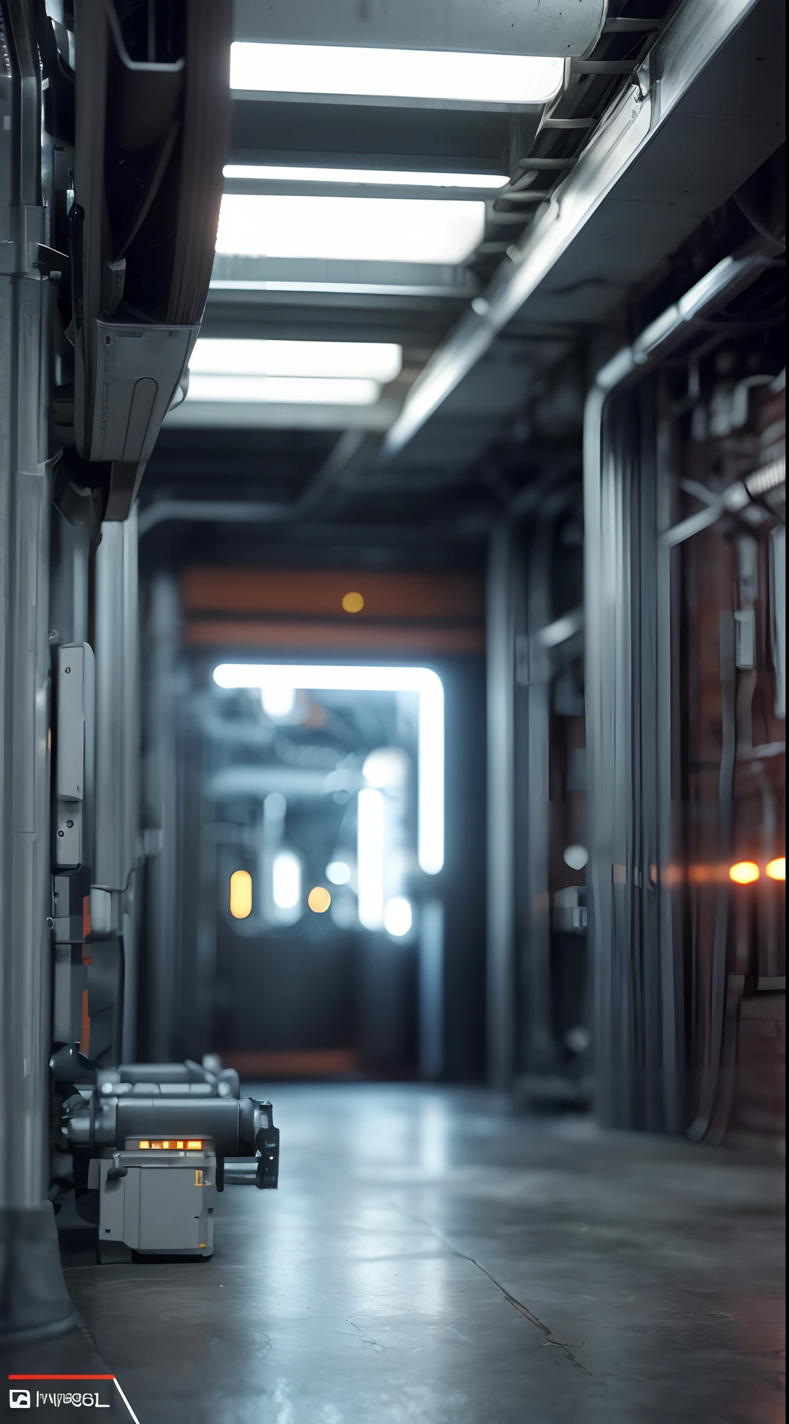The industrial base of the future，fluorescent light，,movie industrial lighting, illusory engine. retro film still,Inside the corridor, inside a futuristic army base,Mechanical space, detailed cinematic shot, Unreal Engine 5 8K resolution, , ,industrial setting, cinematic ligh，rendering，unreal-engine， Clearly visible，The background is clearly visible，No blurring，Deep depth of field，