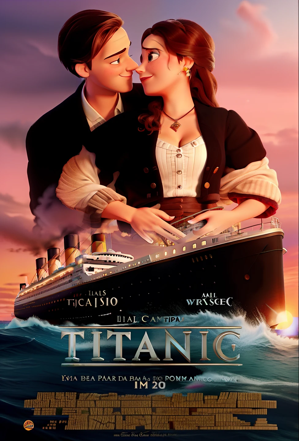 Titanic estilo disney pixar,
alta qualidade, melhor qualidade