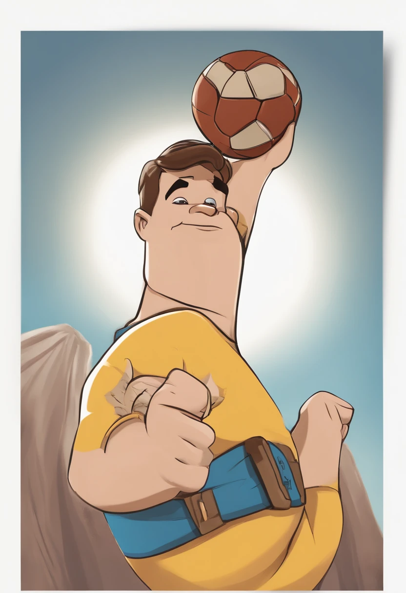 Um poster 3D inspirado na Disney Pixar, Cartoon boy with arms outstretched in the air, tom, Arte Oficial, in cartoon style, Posar(arms up + Feliz), toon rendering, Ness da Terra, arte oficial do personagem, imagem dos desenhos animados, cel sombreado!!!, retrato de corpo inteiro de um curto!, official illustration, personagem de desenho animado, desenho animado ainda, mascote de corpo inteiro, Otaku Gangasta, arte oficial