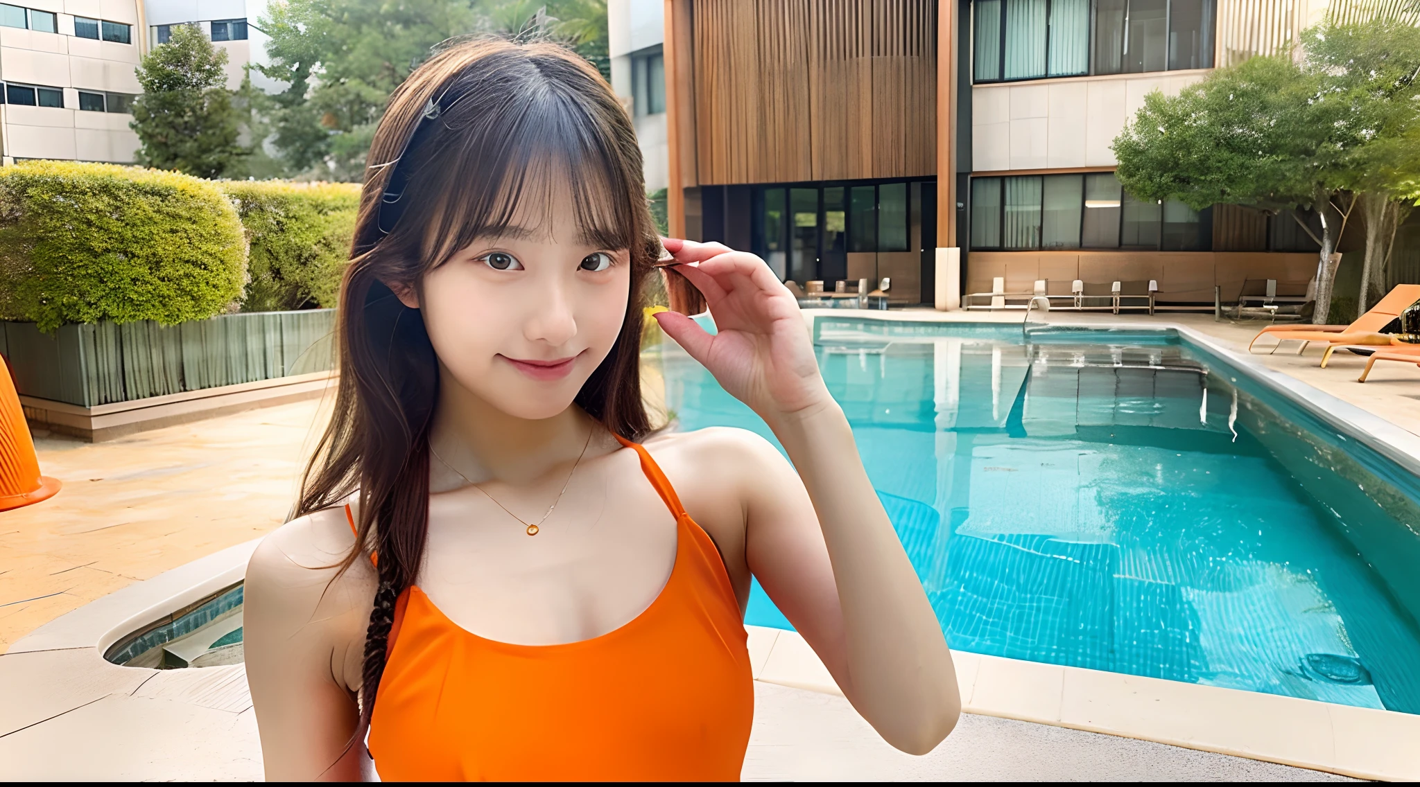 18-year-old schoolgirl in orange bikini
