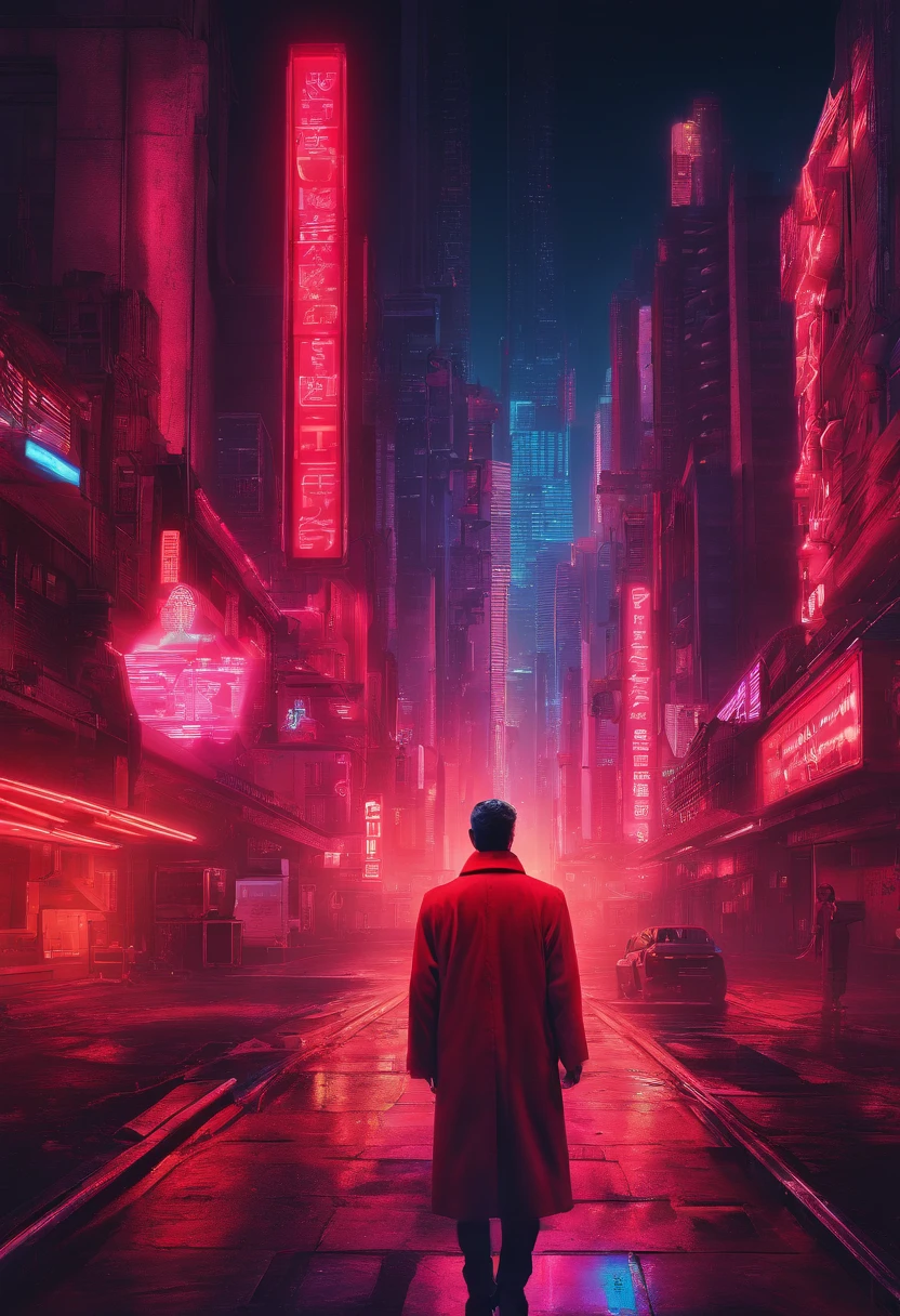 A scientist in a scientific coat turned his back to us,looking at the stars,hard core,Technologie,Red monochrome,USSR Poster,urss,communism