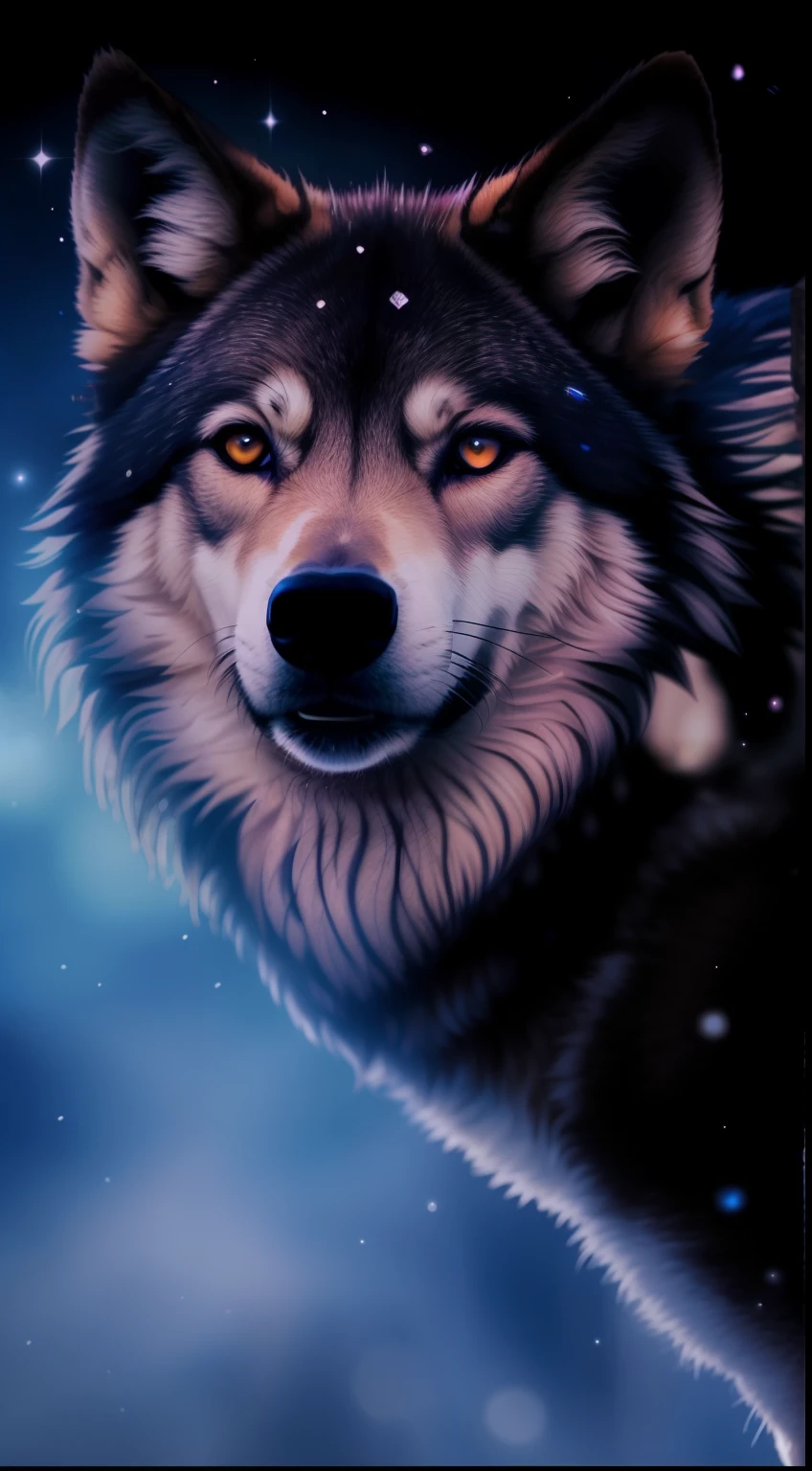 There's a wolf that's looking into the camera, Ele tem olhos de lobo amarelos, lobo, dramatic cinematic detailed fur, foto de lobo, arte digital animal foto, retrato do lobo da fantasia, lobo azul, lobo hiper detalhado - como o rosto, lobo peludo, Lobos e seus tesouros, grande lobo, lobo, com olhos amarelos brilhantes, Wolp, Angielobo, com olhos brilhantes