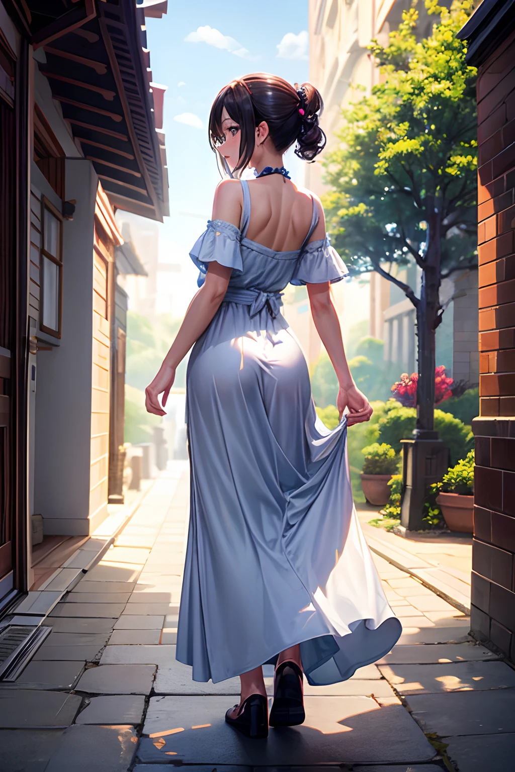 Rear view、Beauty in return、pixel art