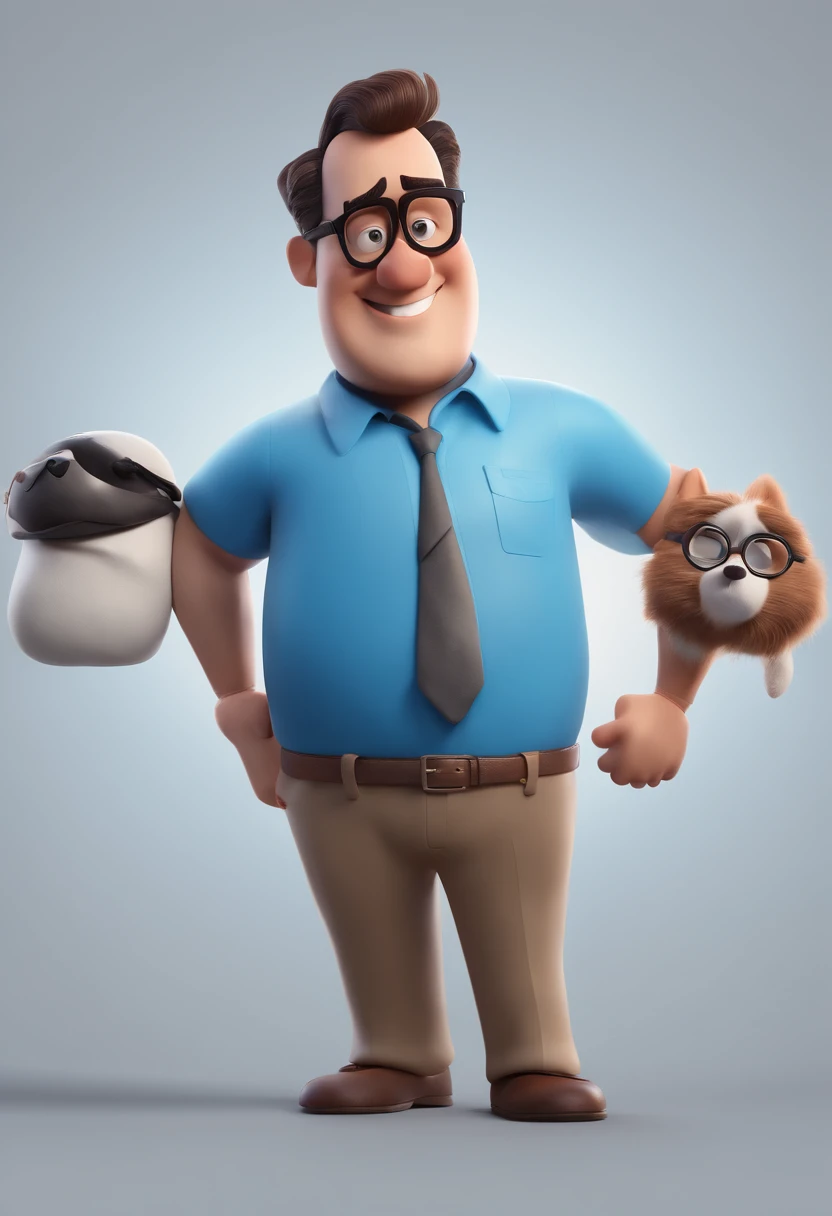 Cartoon character of a man with black glasses and a blue shirt, animation character, Caractere estilizado, animation style rendering, 3D estilizado, Arnold Maya render, 3 d render stylized, toon render keyshot, Personagem 3D, Personagem 3D, 3d rendering stylized, 3 d character render, personagem de desenho animado, Personagem de close up, Pose de personagem, (Estilo Pixar) (master part:1.2) (Bokeh) (best quality) (pele detalhada) (textura detalhada) (8k) (argila) (Cinematic lighting) (foco nítido