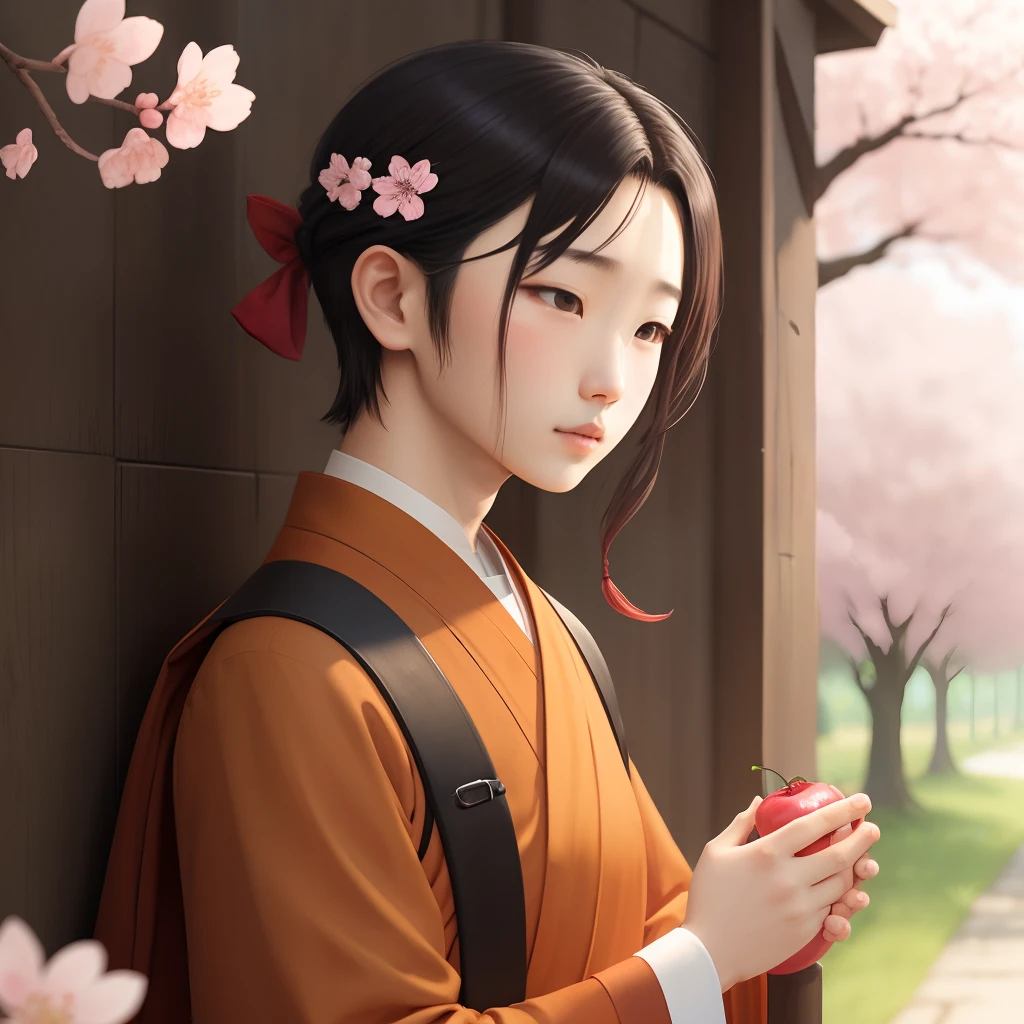 a young monk cherryblossom