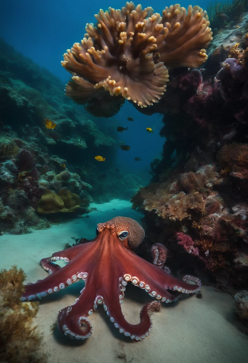 Underwater beauty with the octopus in the middle
