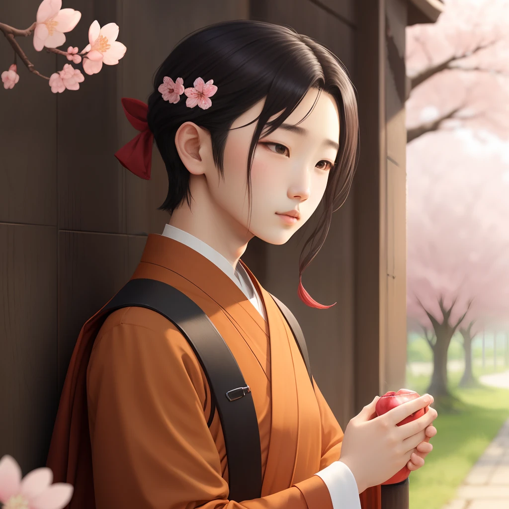 a young monk cherryblossom