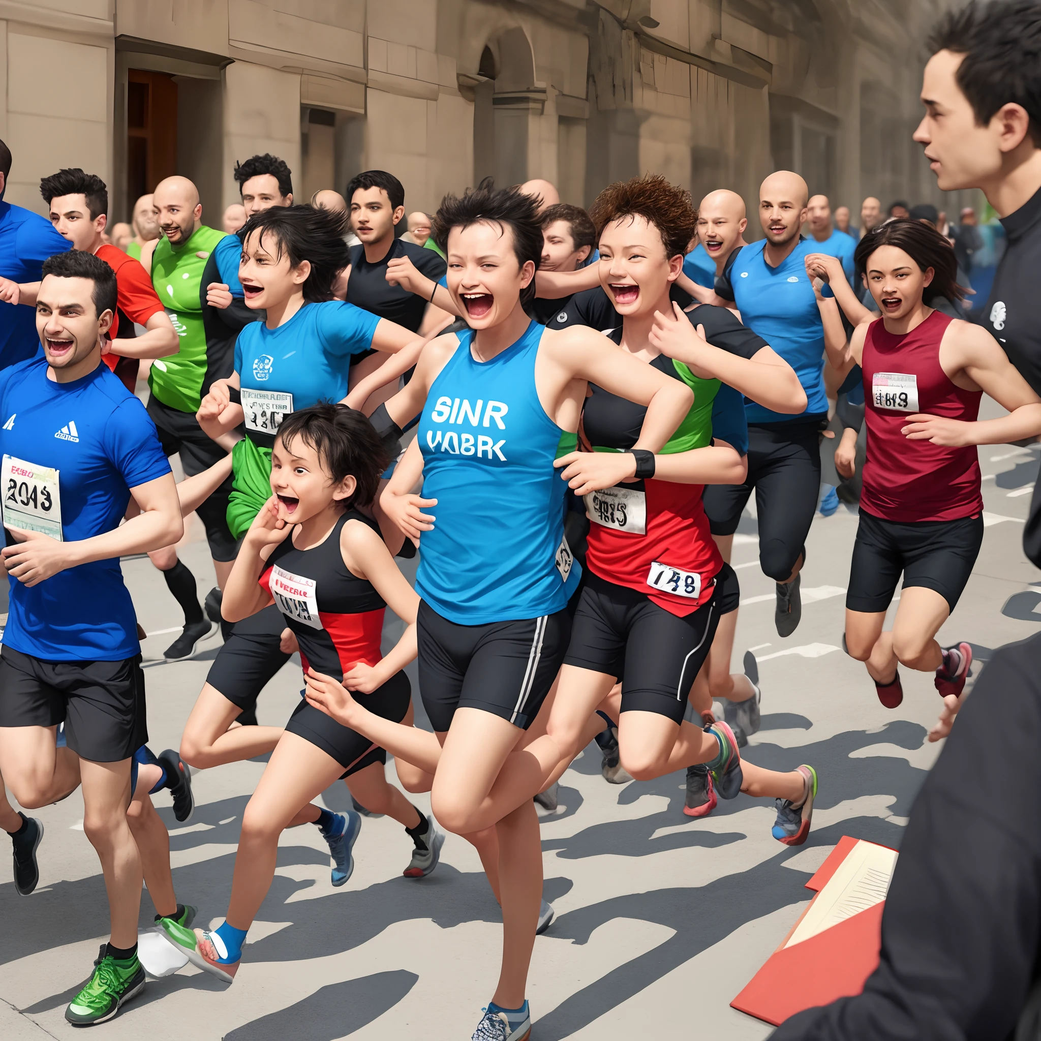 A group of people ran towards a large book