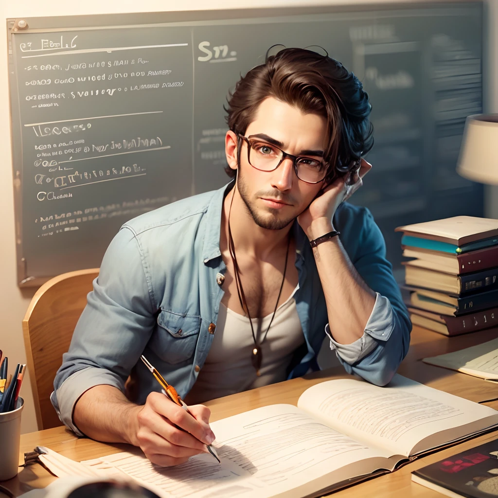 Writer image，male people，Wearing glasses --auto --s2