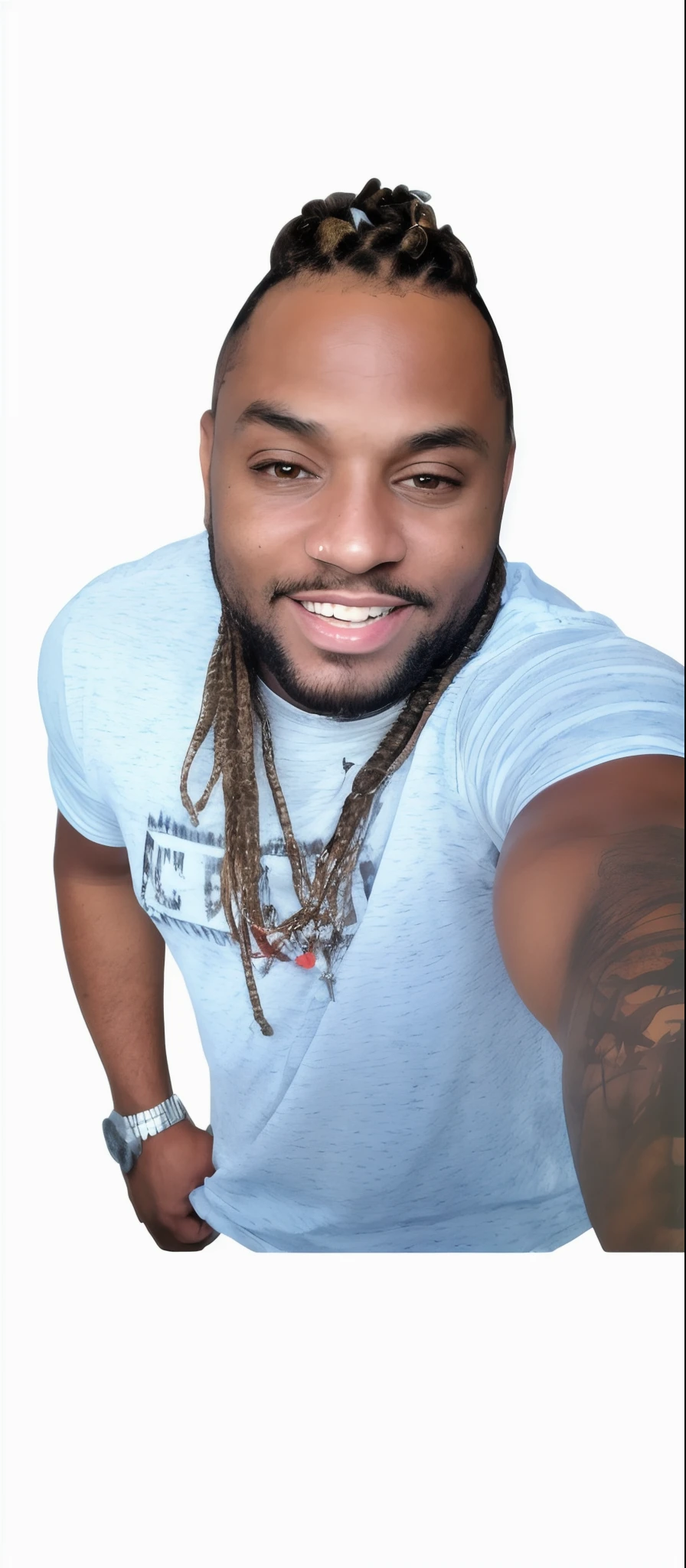 Homem com dreadlocks e camisa branca posando para foto, taken in the early 2020s, foto de perfil headshot, foto headshot, barret frymire, photo shoot, album photo, 2 0 2 2 foto, foto de perfil, ((Saturado)), Rodney Mateus, foto de perfil, foto do perfil, foto em alta