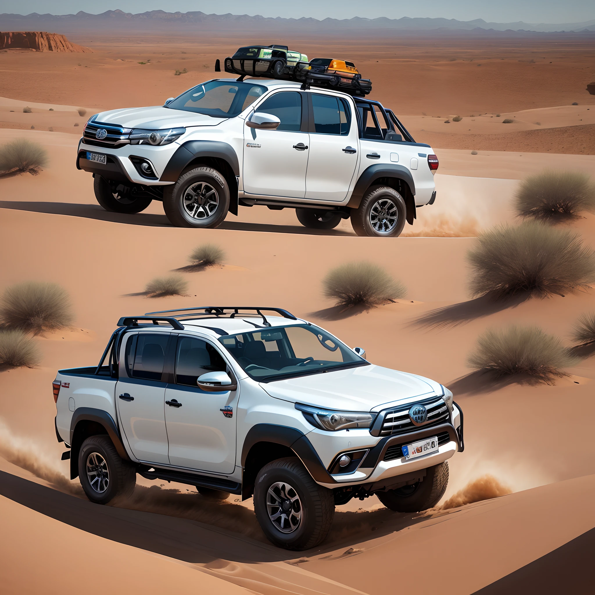 a totoyota hilux in desert