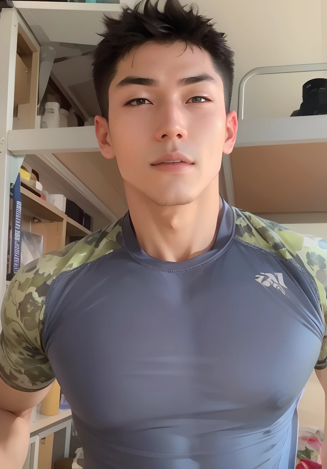( (8K:1.27), best qualtiy, tmasterpiece, ultra high resolution:1.2) Asian man photo, young male,Perfect face,perfect bodies,sharp focus, detailed face, detailed eyes, Leaky abs, smile, underwear, bulge, cum dripping, sexy pose,