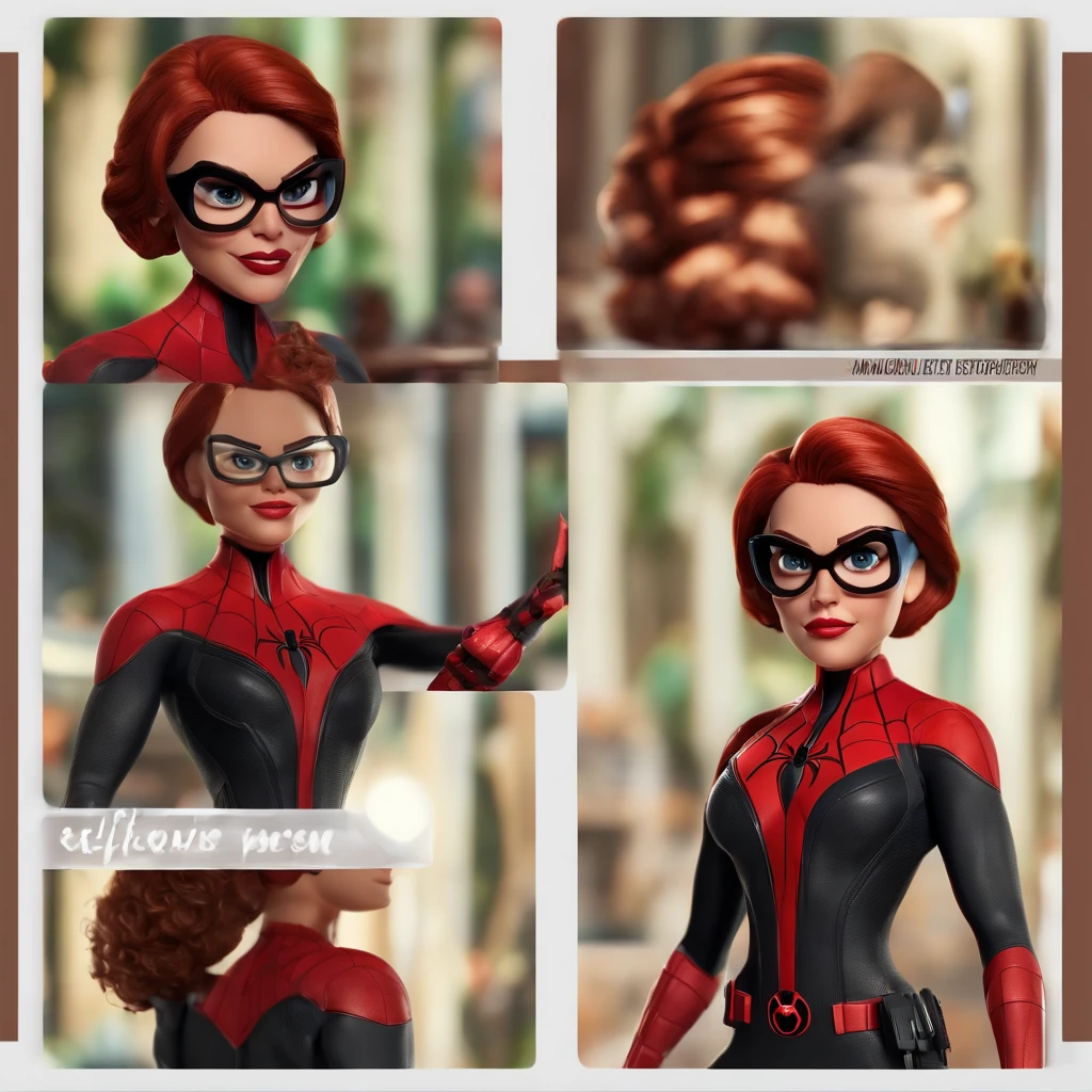 Cartoon character of black widow with black glasses, marvel studio character, miniature , Caractere estilizado, realistic rendering, 3D estilizado, Arnold Maya render, 3 d render stylized, Personagem 3D, 3d rendering stylized, 3 d character render, personagem de desenho animado, Personagem de close up, Pose de personagem, (Estilo Pixar) (master part:1.2) (Bokeh) (best quality) (pele detalhada) (textura detalhada) (8k) (argila) (Cinematic lighting) (foco nítido