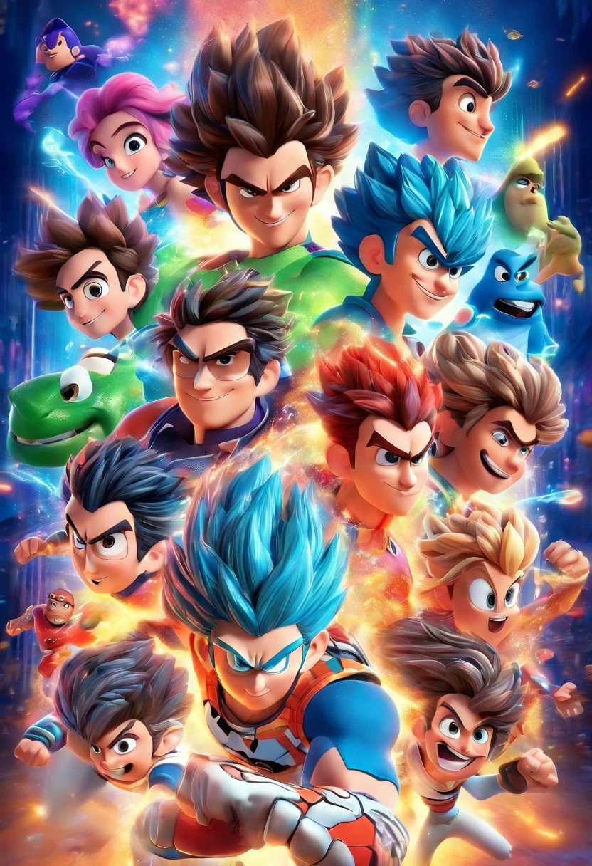 Os cabelos compridos、Cabelo peculiar、Meninos bonitos、bem musculoso、inspirado ba Disney pixar 3D