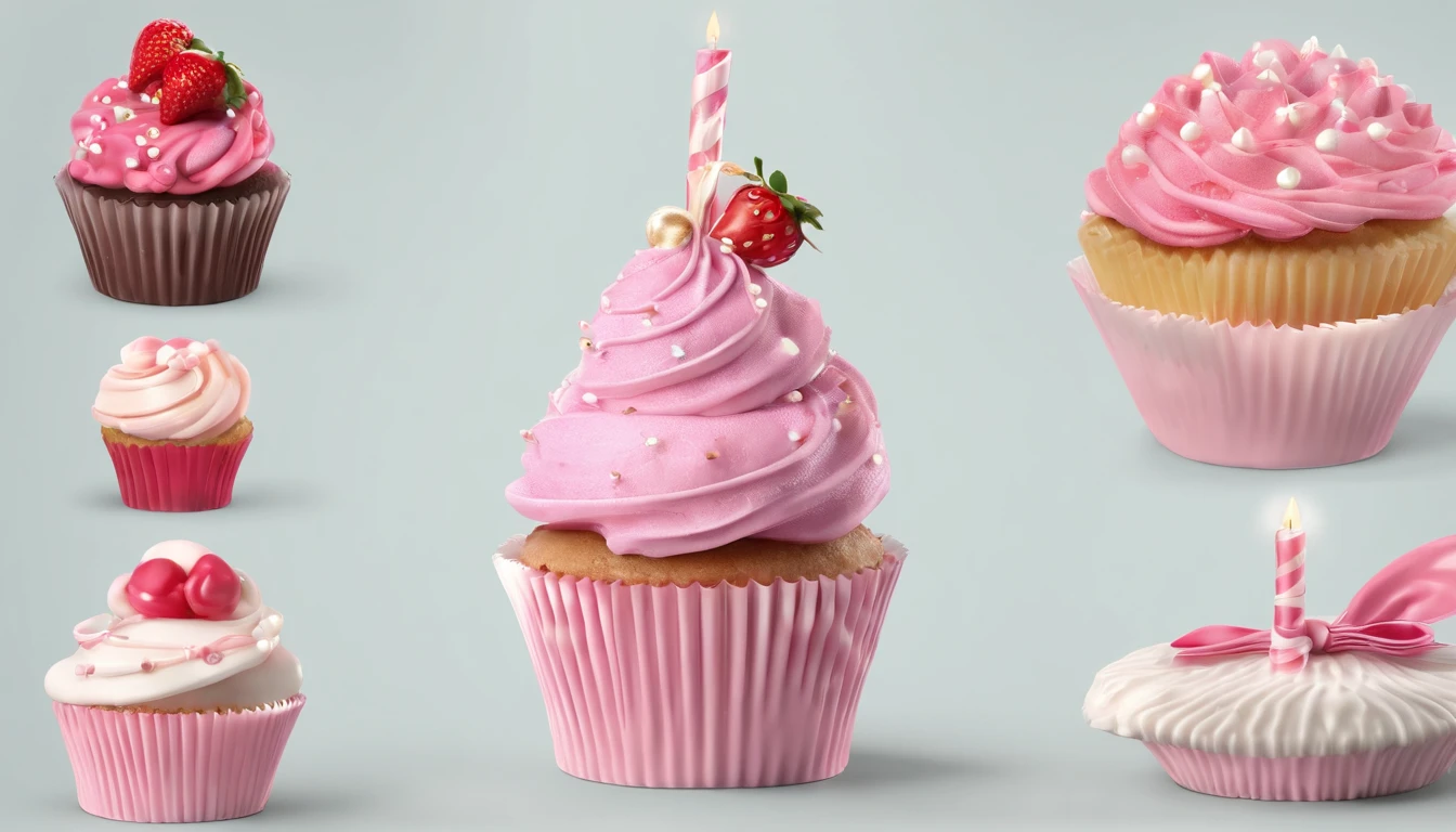 Resolution & Detail: High-res, ultra-detailed.
Realism: 1.37.
Main Objects: A cupcake and a pink cream tube with a gelatinous texture.
A cupcake with intricate details.
A pink cream tube with a gelatinous texture.
Pink balloons.
Pink sparkly accessories.
Various other pink items.
Cupcake Details: Intricate details, vibrant colors, sharp focus.
Cream Tube Appearance: Glossy, smooth, resembling jelly.
Decorations on Cupcake: Combination of bows, swords, strawberries, hearts, fire, mushrooms, and whirlwinds.
Mood: Playful and whimsical.
Additional Scene Elements: Woman with red lipstick, high heels, and a fashionable dress.
Overall Color Scheme: Dominated by pastel pink tones.
Atmosphere: Dreamy and romantic.
Lighting: Soft, diffused, casting a gentle glow.