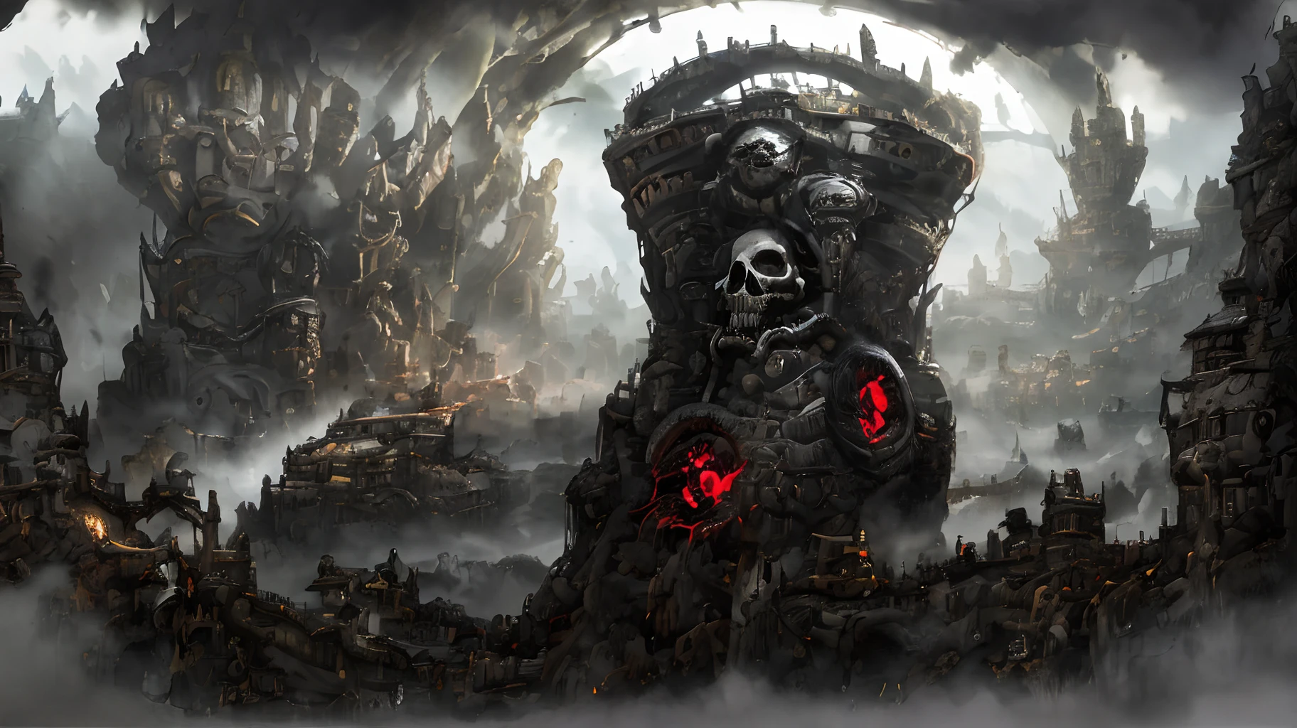 a close up of a skull with red eyes and a hood, a picture by Kamisaka Sekka, reddit, digital art, ainz ooal gown, beautiful male god of death, from overlord, overlord season 4, overlord!!!, the reaper as a scary, evil death, overlord, portrait of the god of death, the king of death