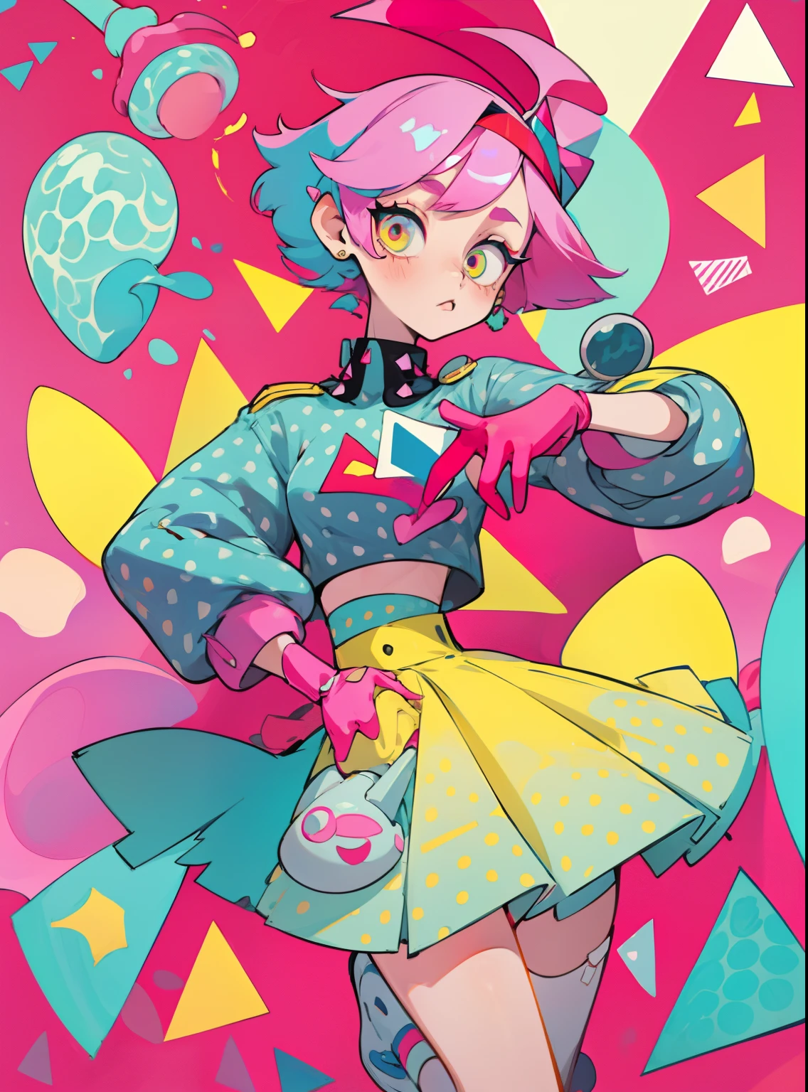 extremely detailed, colorful, fun outfit, concept art, standing still, full body, cool girl