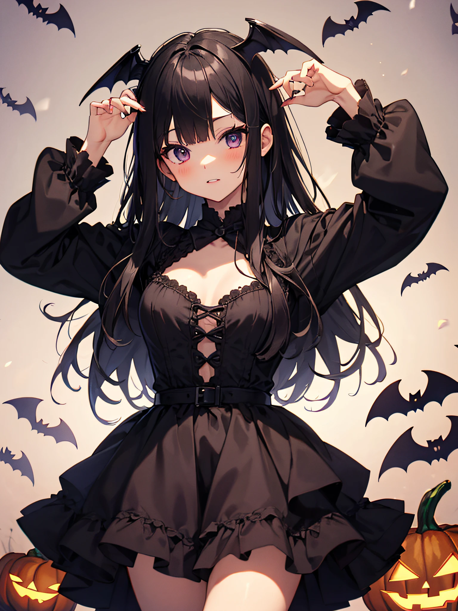 black hair girl. halloween. vampire
