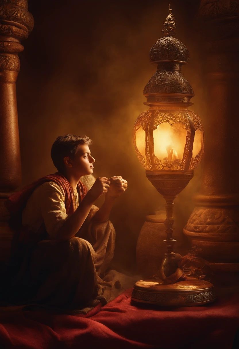 Once upon a time, there was a young man who, during an expedition, found a magic lamp. As he wiped the lamp, a magical angel appeared to him and told him that he could make three wishes.