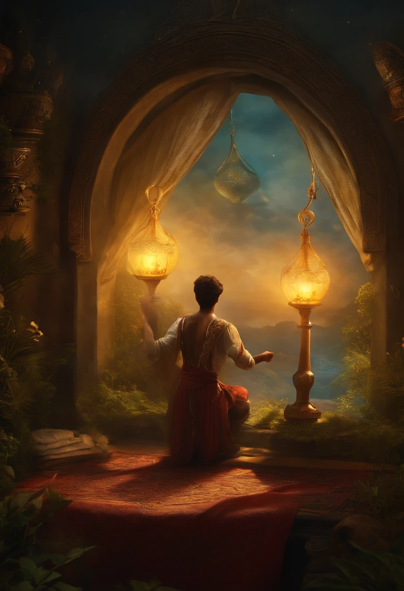 Once upon a time, there was a young man who, during an expedition, found a magic lamp. As he wiped the lamp, a magical angel appeared to him and told him that he could make three wishes.