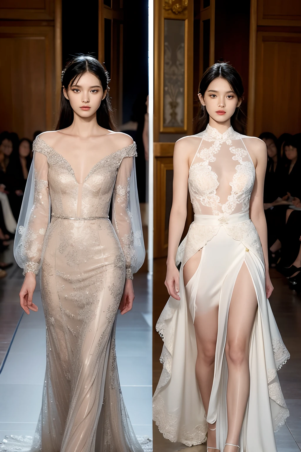 Silk panels with lace，Advancedsense，Tall，The show is haute couture，Jasper