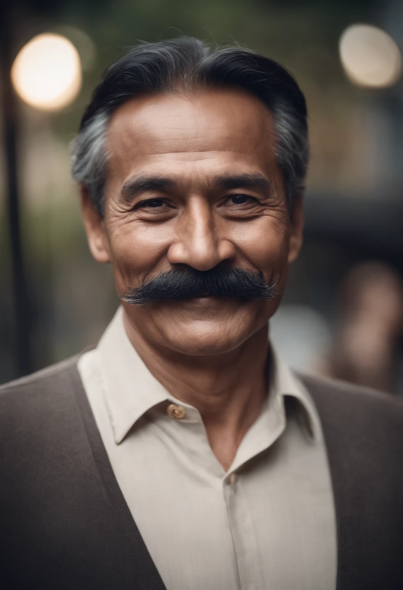 Portrait of father、dignity、mustache、Smiling expression