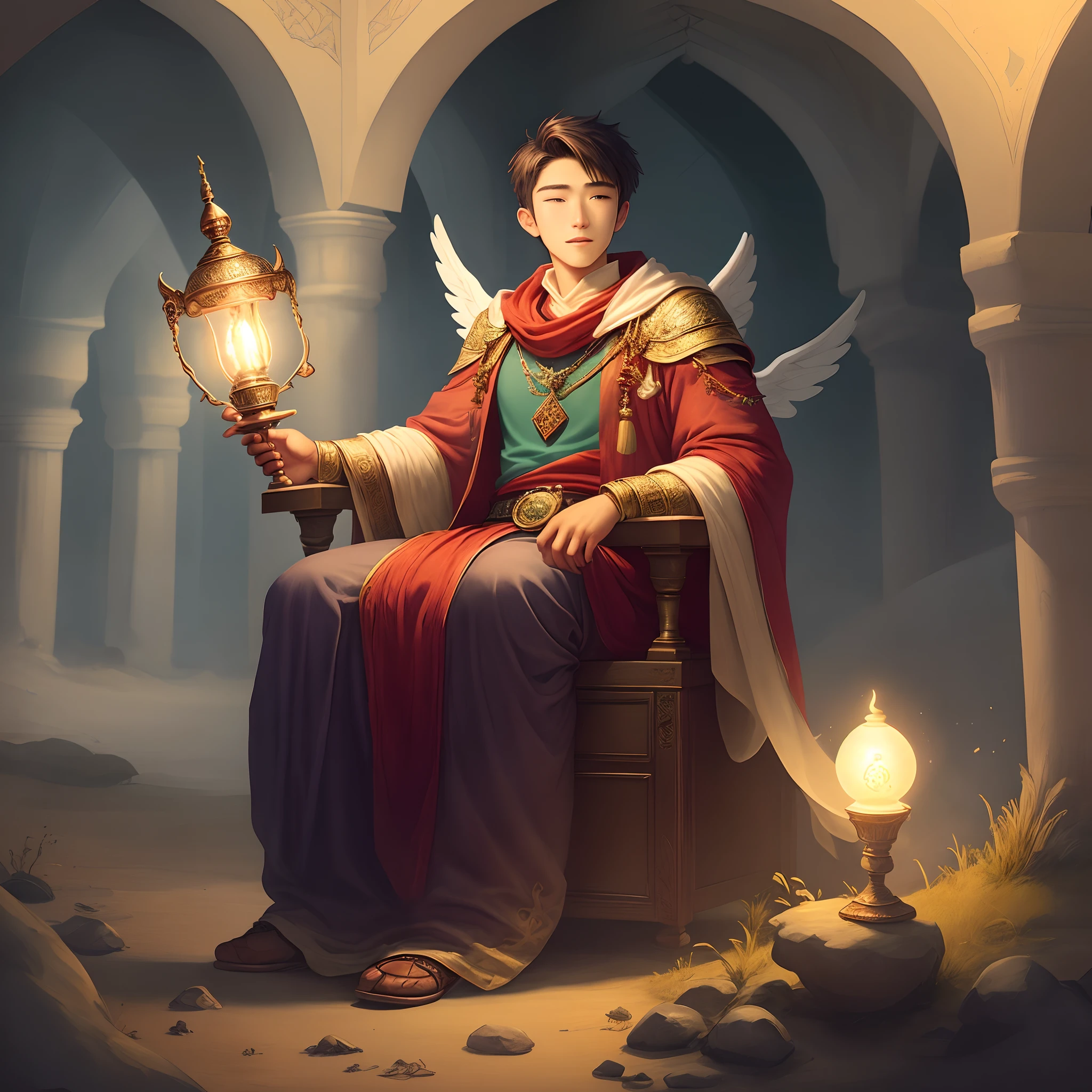 Once upon a time, there was a young man who, during an expedition, found a magic lamp. As he wiped the lamp, a magical angel appeared to him and told him that he could make three wishes.