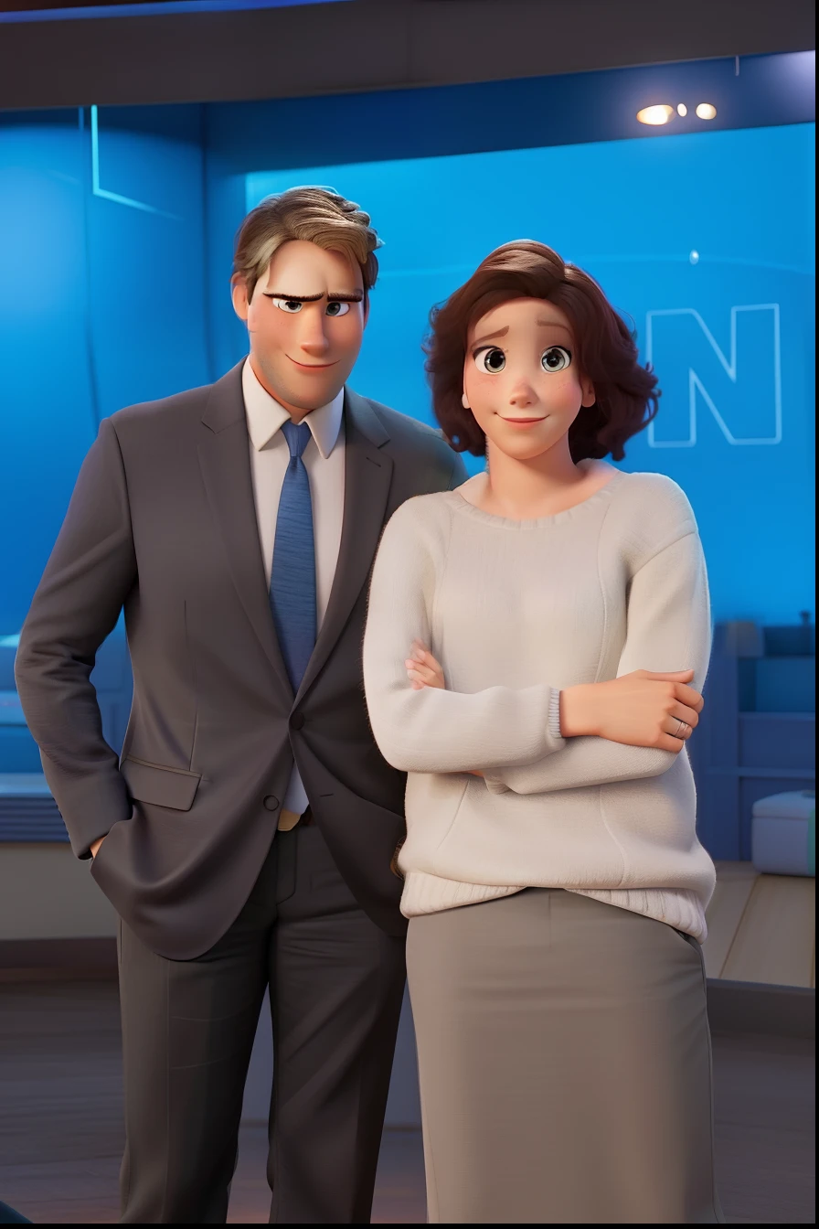 A Man and a Woman Standing Disney Pixar Style,
alta qualidade, melhor qualidade