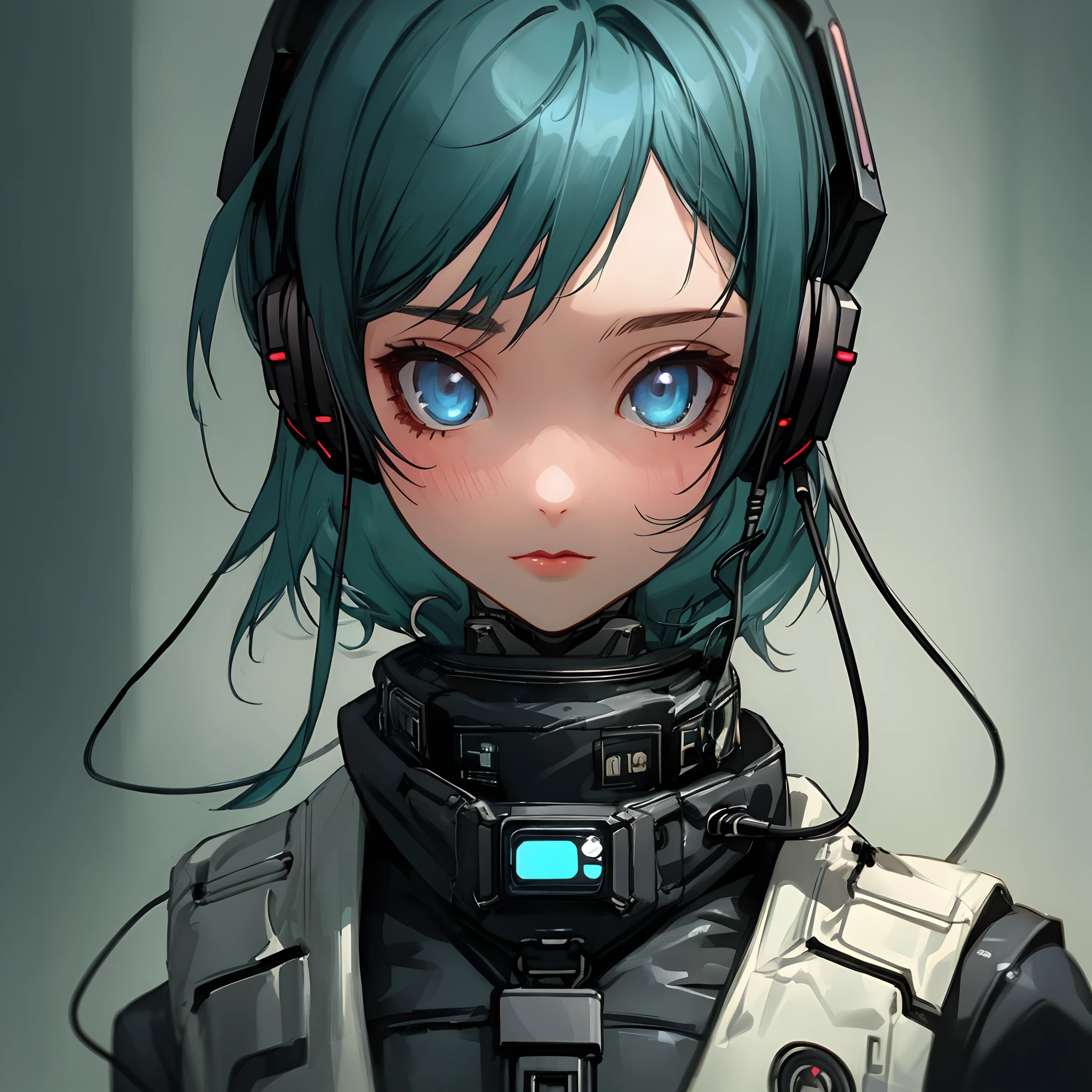 Half of the face,Earphone,cyber punk perssonage,girl,apathy,Dark tones,