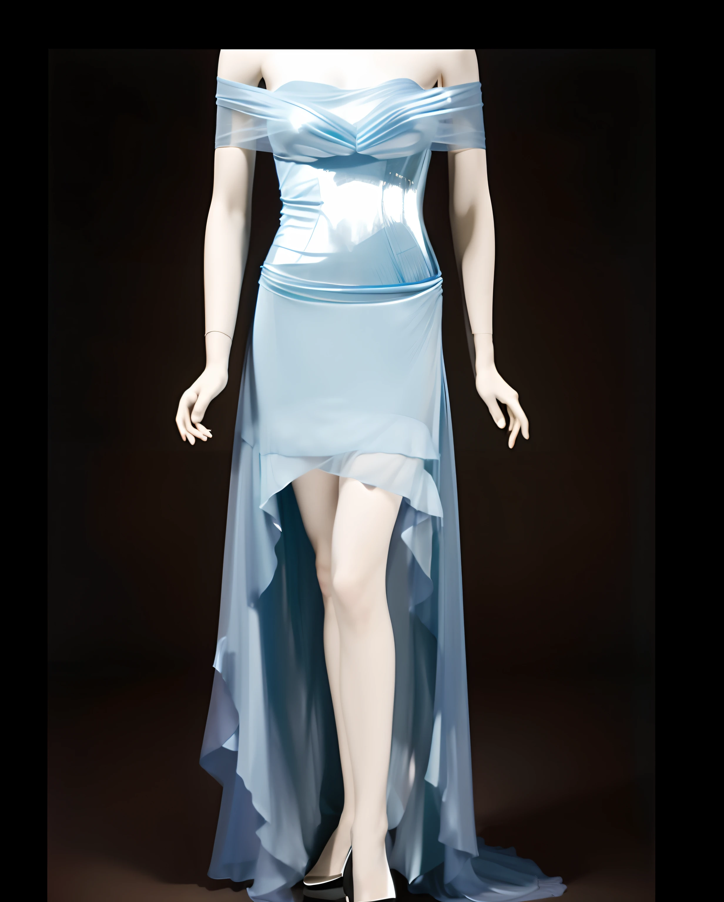 um close up de um manequim usando um vestido azul, vestido azul gelado;, gostar. 2001, Elsa, Vestido Art Nouveau, 1 9 2 0anos, Estilo de Stephen Jones, um vestido azul, Vestido de seda azul, arrastar, Dégostarda of 1920, 1 9 2 0 s, translucent dress, Anos 2070, Thierry Mugler