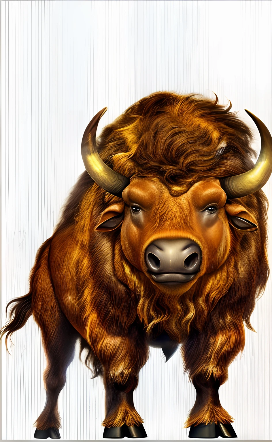 taur, buffalo, Humpback whale bison, Bison with a very thick mane, hyper qualit, Extremely high resolution. 8K, Exquisite details, Reasonable proportion, There are layers of light and shadow