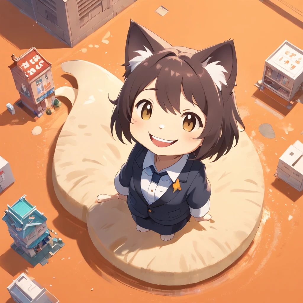Little Cute Isometric Cat Emoji, Tuxedo Jack, Calico cat, Hairy and cute, Pet Shop Background, Soft and muted colors, 3D Icon Clay Rendering, spring: 120 mm, 3D Blender Rendering, trending on polycount, Modular constructivism, Orange background, physically-based renderingt, The kitten in the center raises its hand,(((((a smile)))))