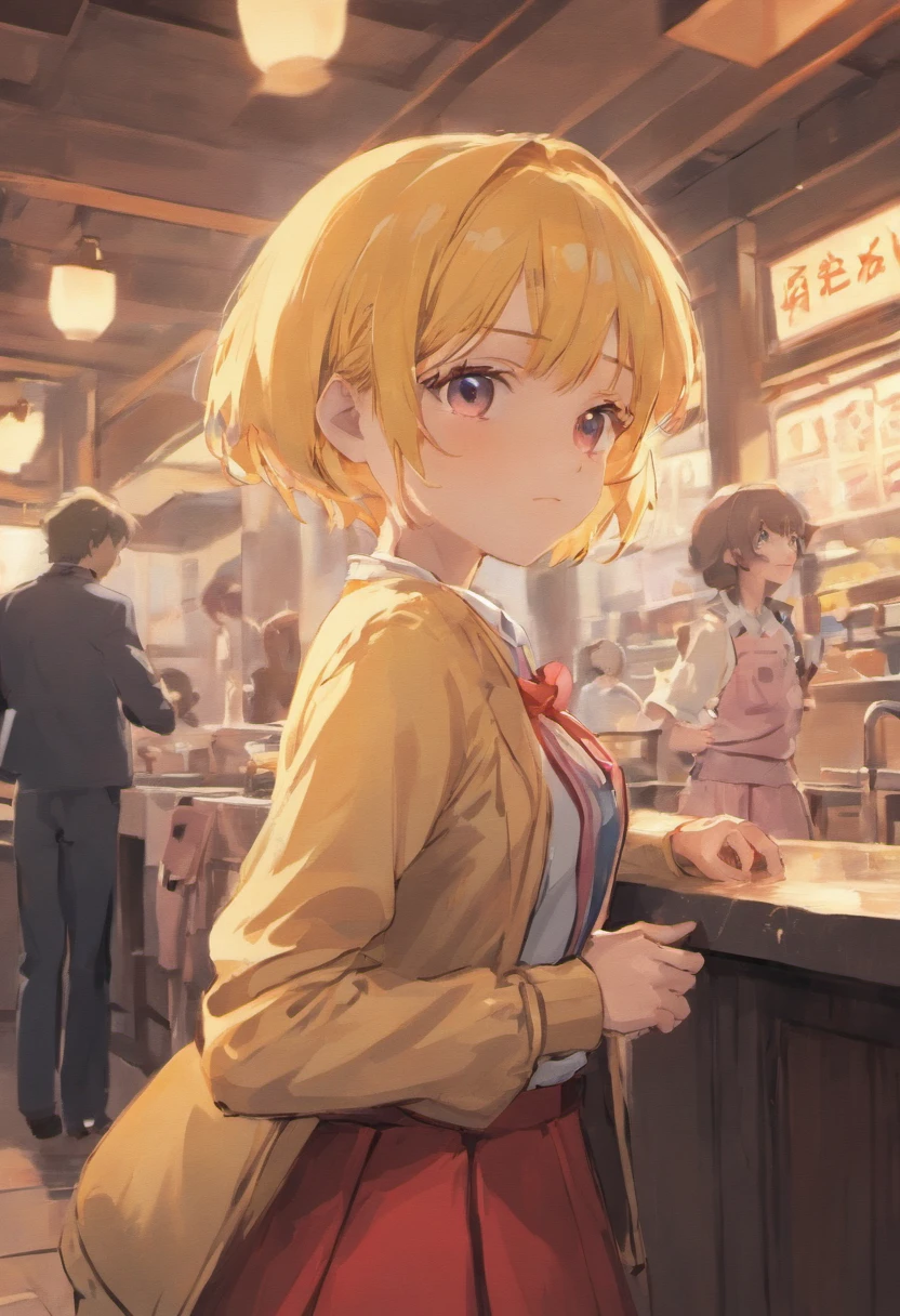 short-hair,Waitress,teens girl