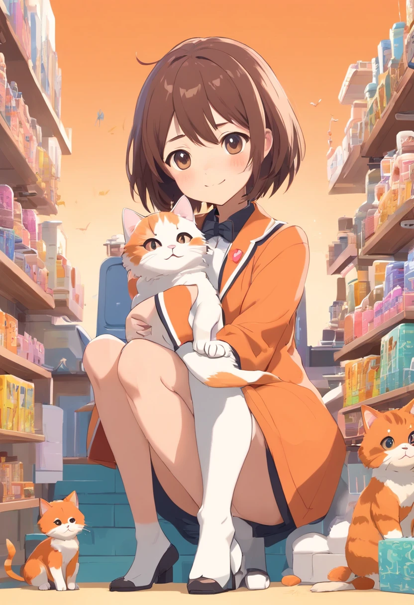Little Cute Isometric Cat Emoji, Tuxedo Jack, calico cat, Hairy and cute, Pet Shop Background, Soft and muted colors, 3D Icon Clay Rendering, Spring: 120mm, 3D Blender Rendering, trending on polycount, Modular constructivism, Orange background, physically-based renderingt, The kitten in the center raises its hand,(((((Embarrassing))))),((No need for humans))