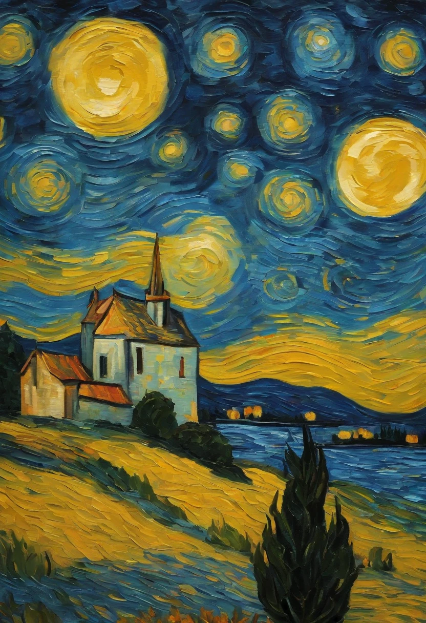 Make a version of van gogh girrasois with good quality, estilo noite estrelada de van gogh