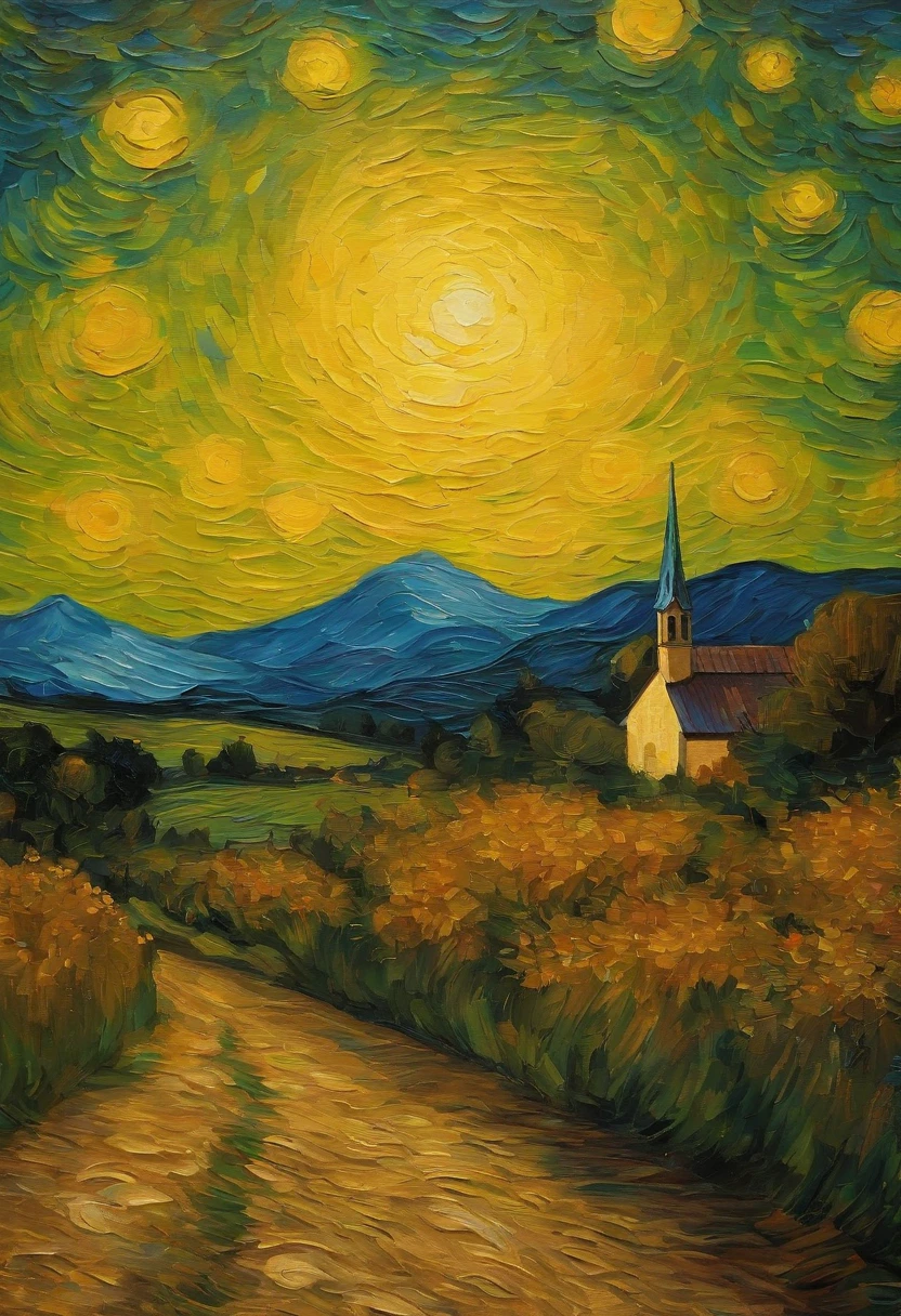 Make a version of van gogh girrasois with good quality, estilo noite estrelada de van gogh