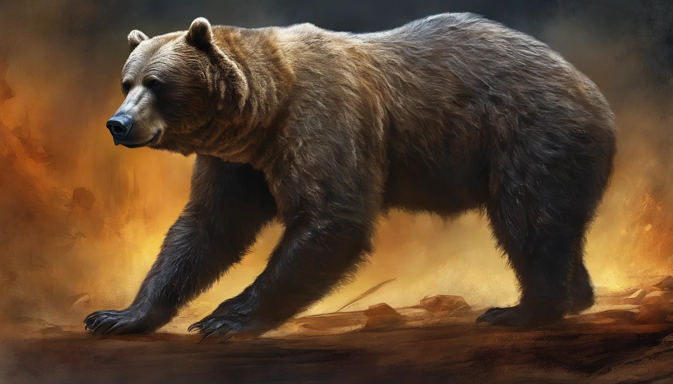top-quality, Dramatic Lighting, menacing pose, fierce look, epic atmosphere, (((Helmet in the shape of a bear's head))), (((Full body shot))),Metal bear, cyborgs, Cyberpunk style, Clockwork, ((Intricate details)), nffsw, ((Intricate details, hyperdetails)), incandescent lamps, cinematic shot, Vignette, bokeh effect beckground, (dogy), (Full body shot).
