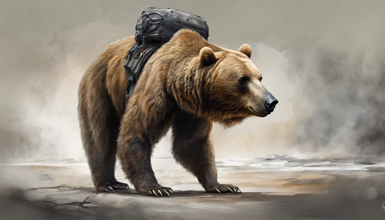 top-quality, Dramatic Lighting, menacing pose, fierce look, epic atmosphere, (((Helmet in the shape of a bear's head))), (((Full body shot))),Metal bear, cyborgs, Cyberpunk style, Clockwork, ((Intricate details)), nffsw, ((Intricate details, hyperdetails)), incandescent lamps, cinematic shot, Vignette, bokeh effect beckground, (dogy), (Full body shot).