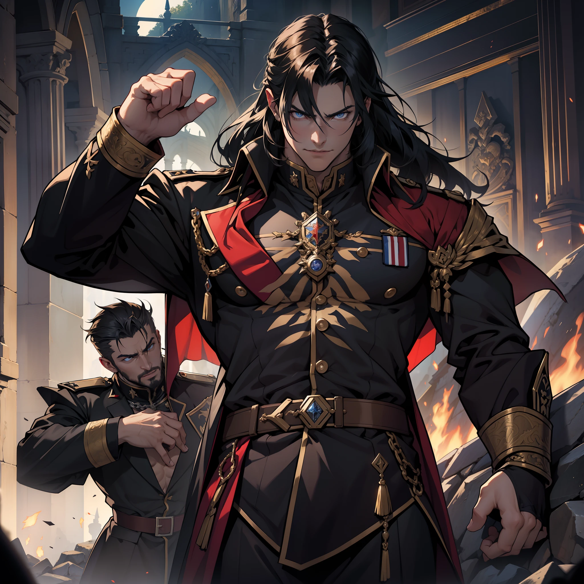 Castlevania Scènes de bataille Shadow Lord Hyper Réaliste Super Détaillé Seigneur légendaire Dracula Troupes à la tête Armée de démons pour combattre les détails pointus Epic Légendaire Hyper Réaliste Cinématiques Super Détaillé Super Détaillé Hyper Réaliste Visages Super Détaillé Poses Hommes musclés Scène centrale Grande armée légendaire de démons effrayants avec une grande capacité militaire Hyper réaliste super détaillé Pièce maîtresse de tir dynamique