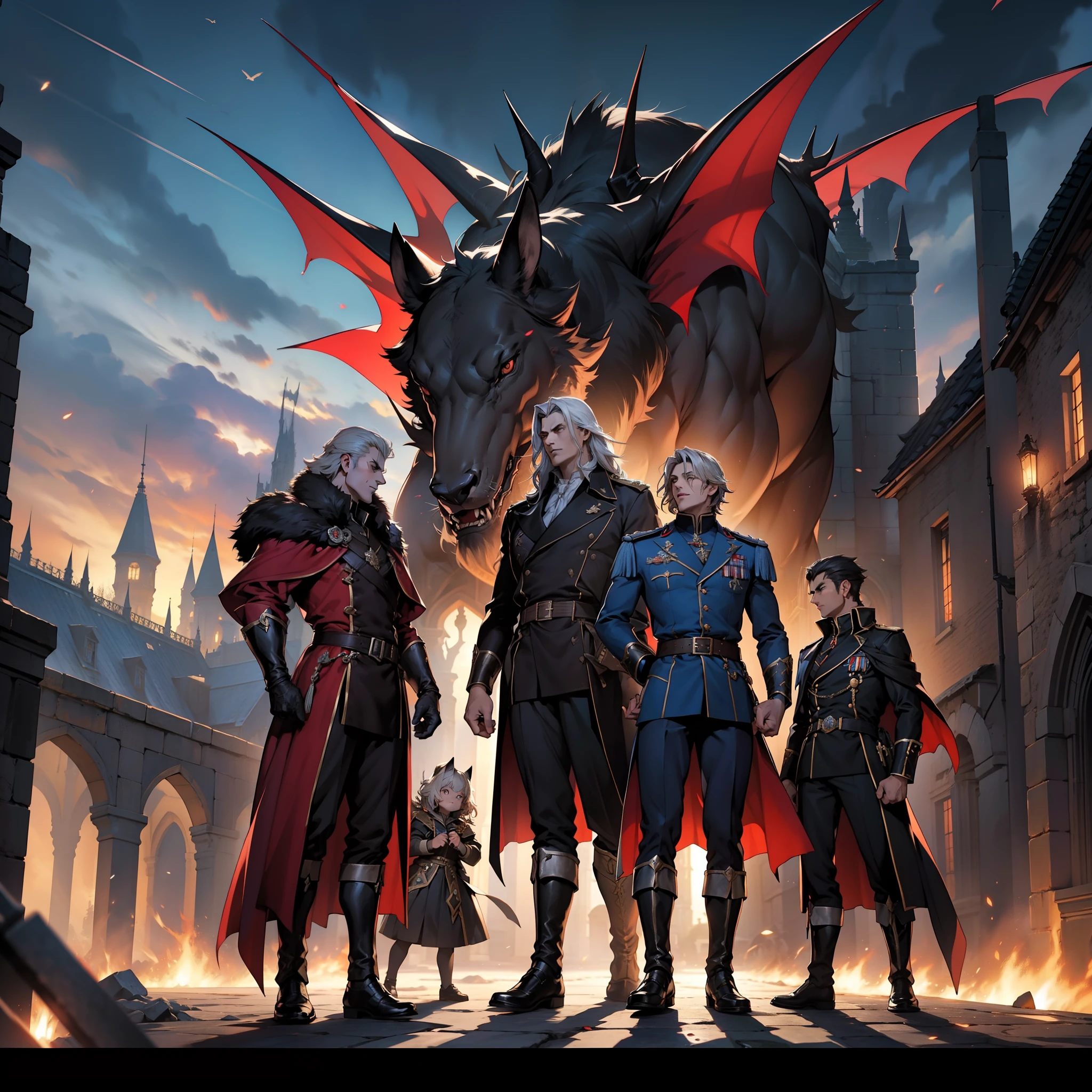 Castlevania Scènes de bataille Shadow Lord Hyper Réaliste Super Détaillé Seigneur légendaire Dracula Troupes à la tête Armée de démons pour combattre les détails pointus Epic Légendaire Hyper Réaliste Cinématiques Super Détaillé Super Détaillé Hyper Réaliste Visages Super Détaillé Poses Hommes musclés Scène centrale Grande armée légendaire de démons effrayants avec une grande capacité militaire Hyper réaliste super détaillé Pièce maîtresse de tir dynamique
