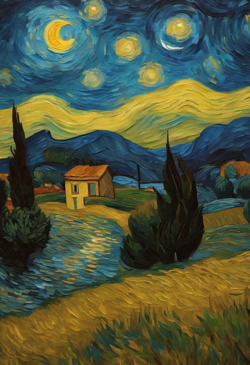 Make a version of van gogh girrasois with good quality, estilo noite estrelada de van gogh