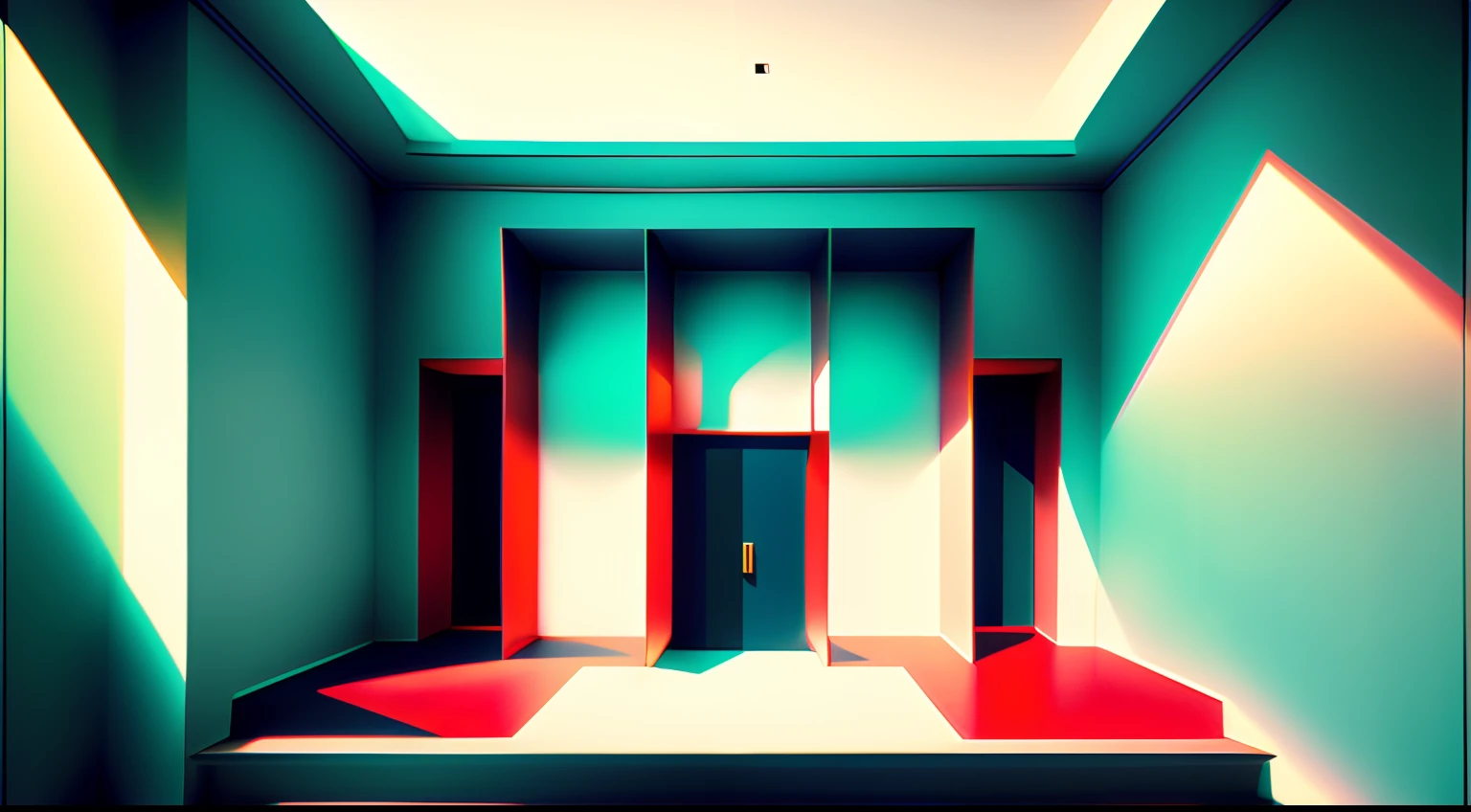 drop shadow, anaglyph, stereogram, tachi-e, pov, atmospheric perspective, interior architecture, Contemporary art, Fujicolor, image fill, multiple monochrome, stereogram, first-person view, 8k, super detail, ccurate, best quality, UHD, masterpiece,bright,dingdall effect,Modern minimalist style decoration --auto