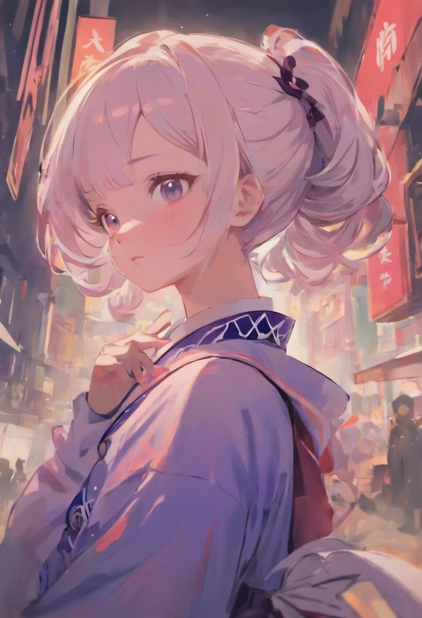 a close up of a cute chinese girl with black high bun hair, artwork in the style of guweiz, beautiful character painting, by Yang J, white-haired, guweiz on pixiv artstation, anime character