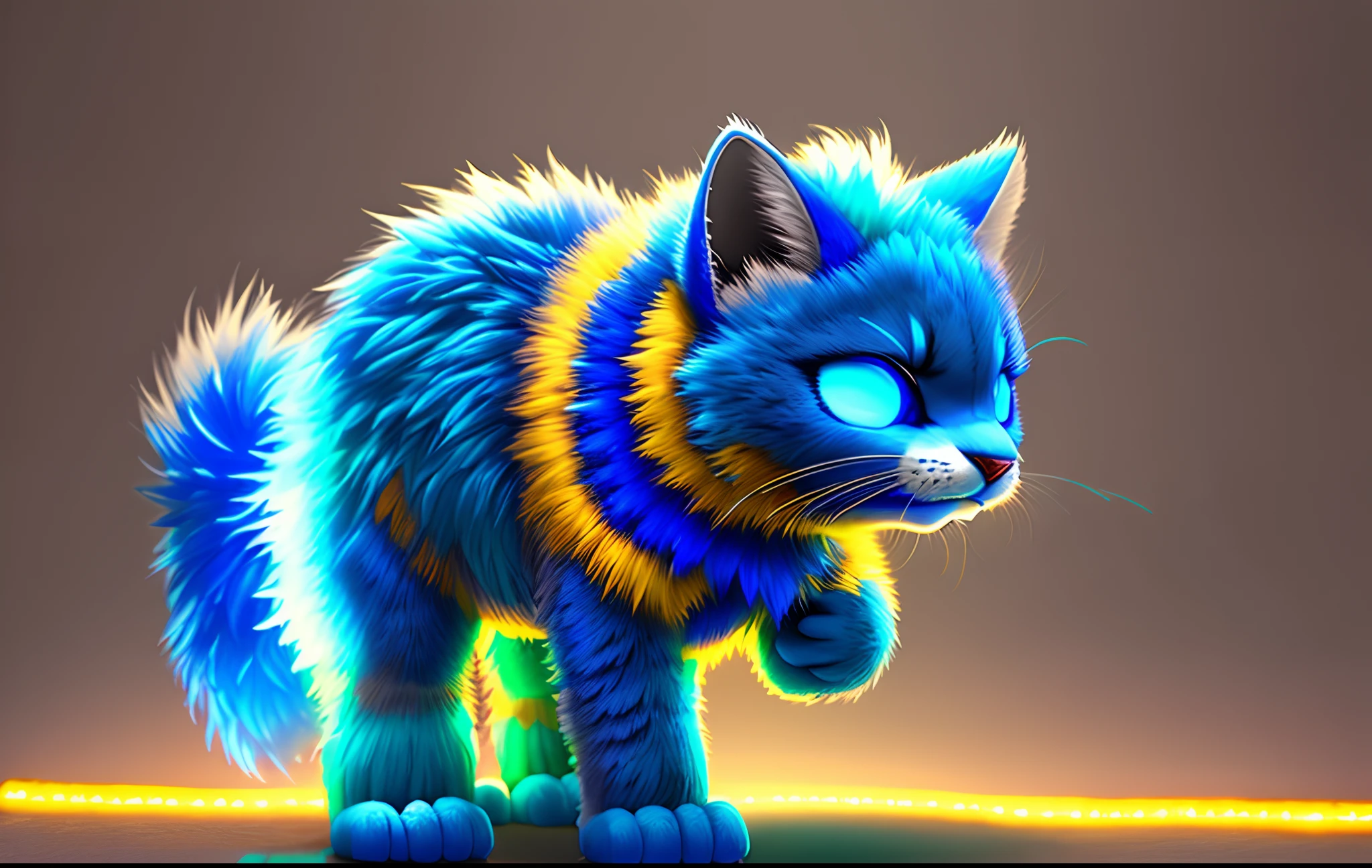Souldown no estilo puxar,uma animatronic furry azul neon baseado no universo