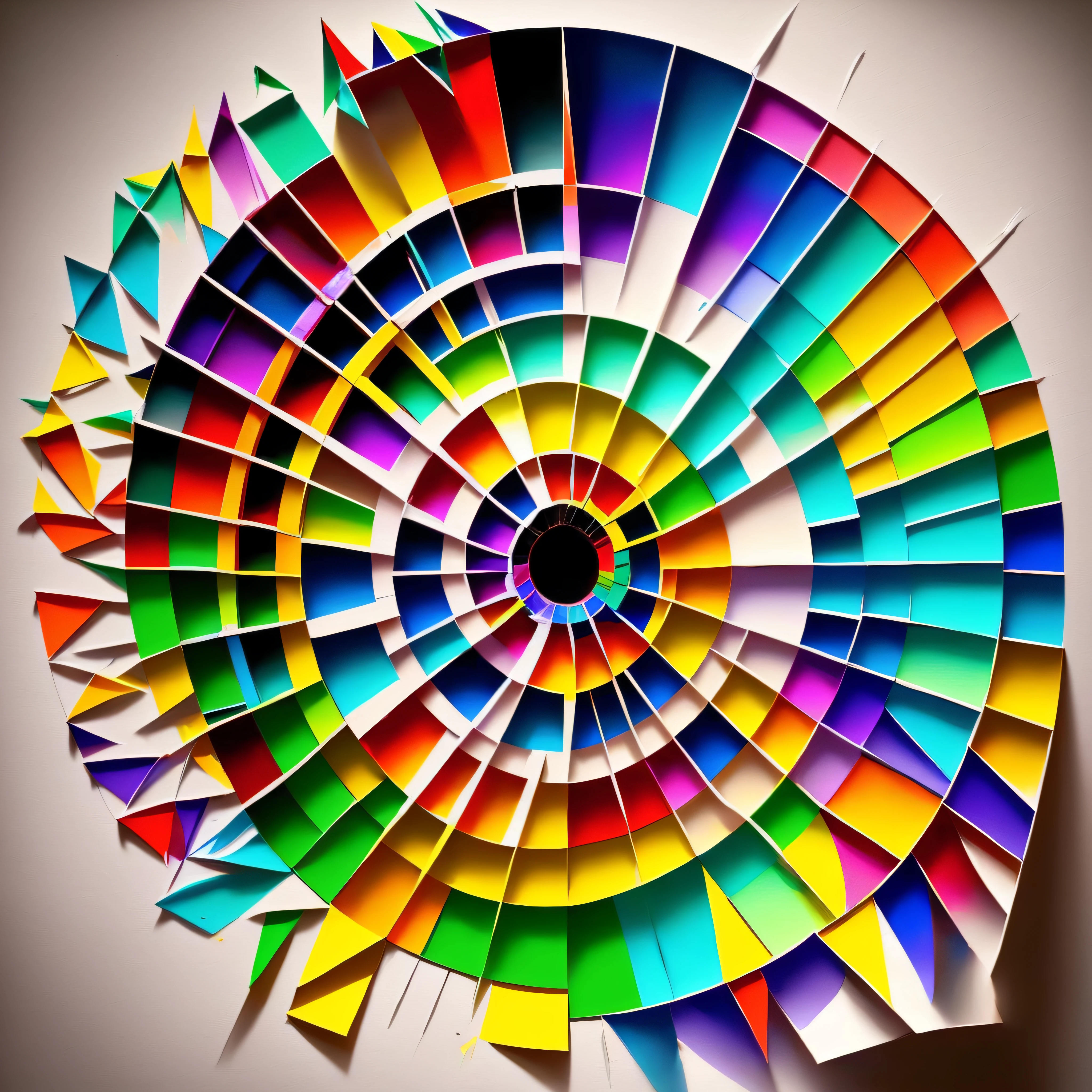 Creaciones radiantes de ojos de arco iris, con papel reciclado, art painting, Arte creativo,