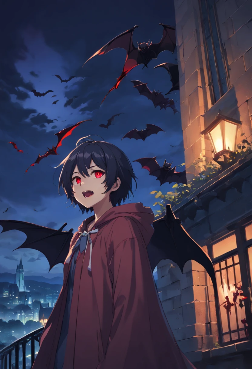1 Vampires, Dark, (Male), Rotten skin is pale, Sharp fangs, Red eyes, (Blood dripping from the mouth:1.2), Strong gaze, Flowing black hair,Gnawing on the human body (hooded cloaks:1.1), Moonlight, gothic environment, Shadows, Mist, (Bat wings:1.3), (Bat swarm:1.4), Ancient castle, Vampire fangs, (Pale moonlight:1.1), (Transformation:1.2), (bloodthirsty:1.3), (Fangs pierce the skin:1.2), (Splashing blood:1.1), Vampire bites, (creepy atmosphera:1.1), (eerie silence:1.1), Bats fly, Night, elegant, mysterious.
