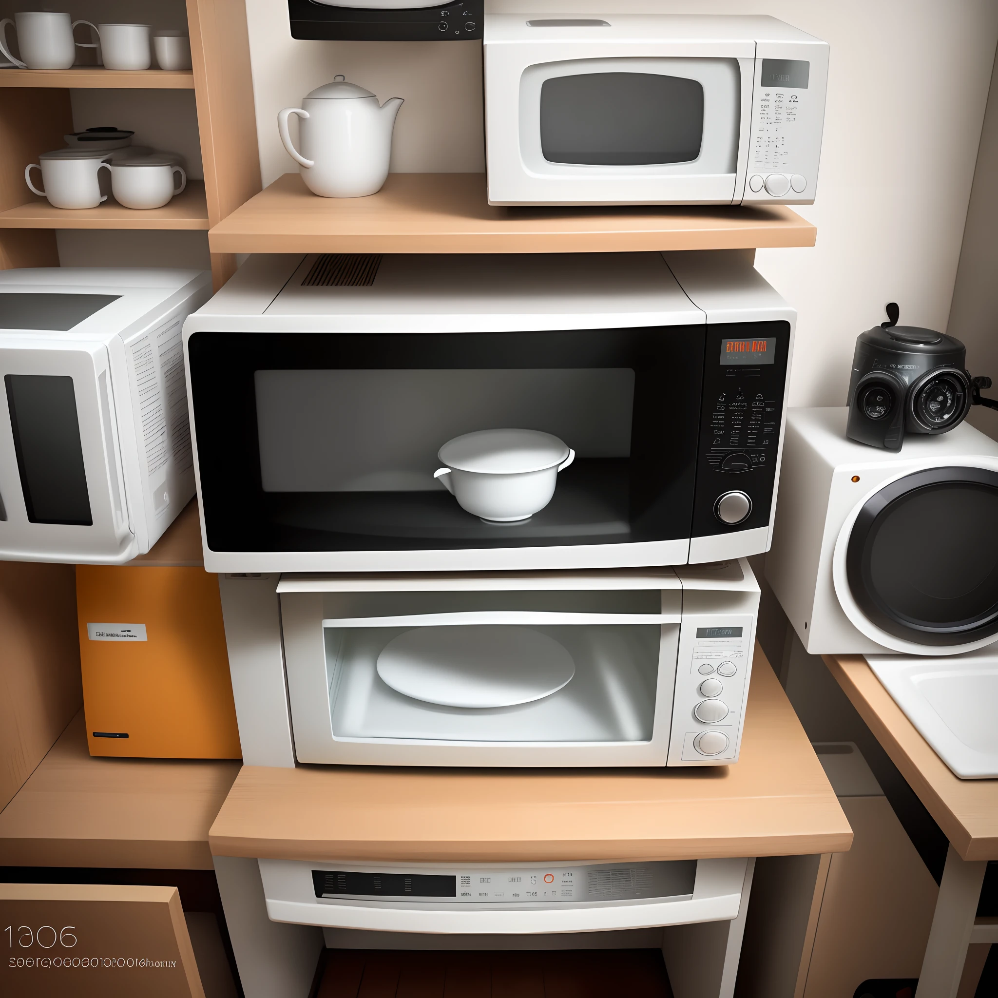 Photograph a microwave oven with a white background in the studio